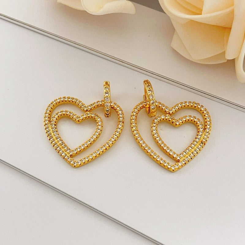 Tiffany Heart Diamond 18K Gold Earrings