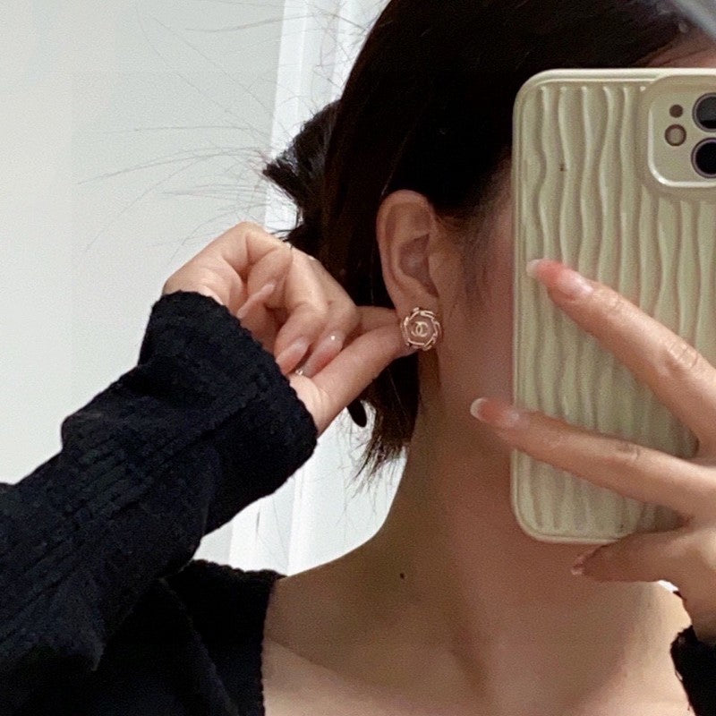 Chanel Pink 18K Gold Earrings