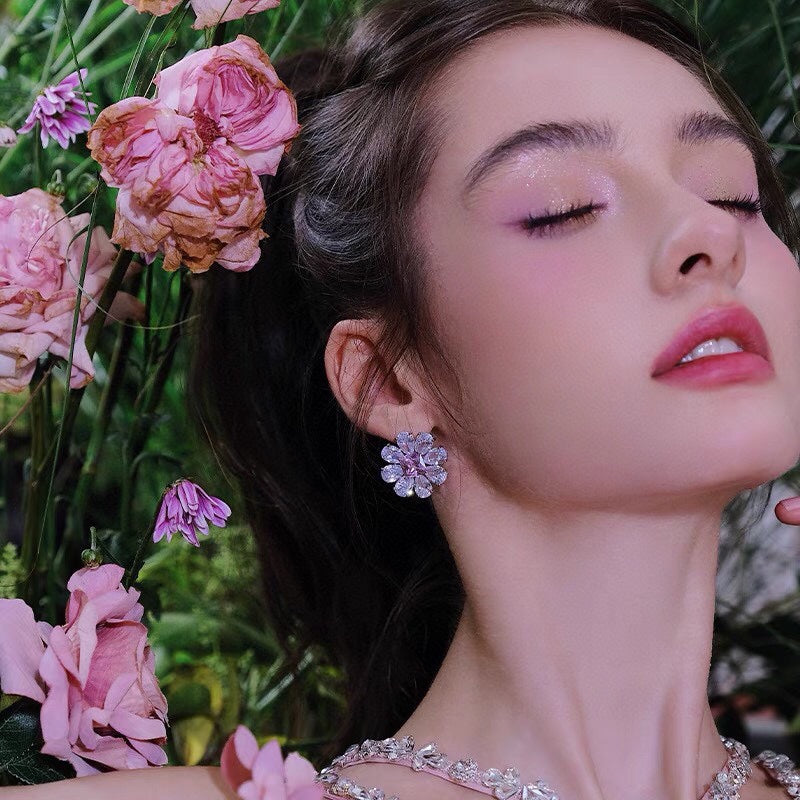 Bvlgari Pink Crystals 18K Gold Earrings