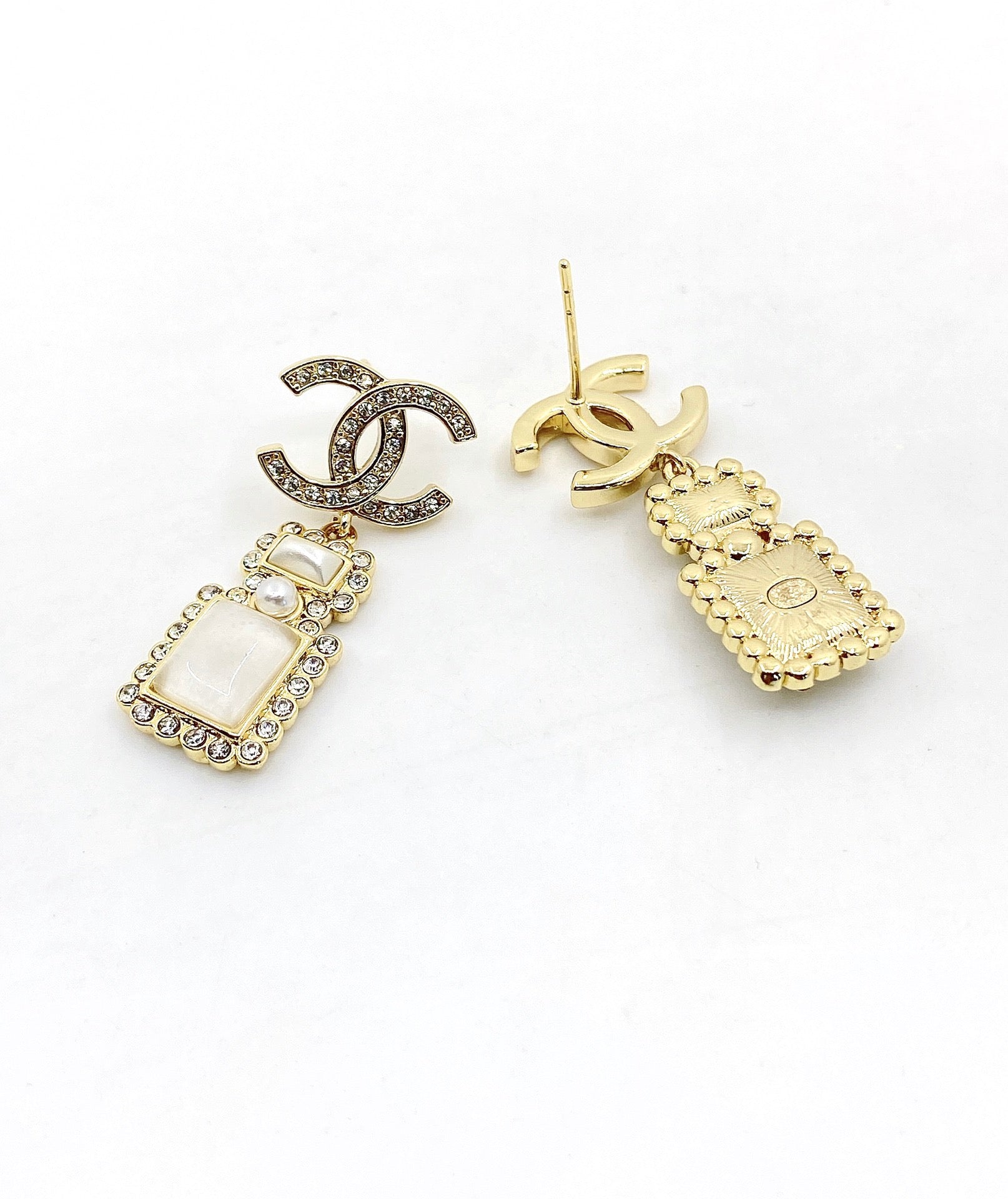 Chanel Perfume Bottle 18K Gold Earrings
