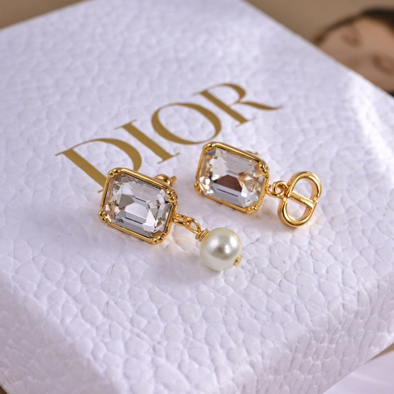 Dior Tribales Pearl Crystal 18K Gold Earrings