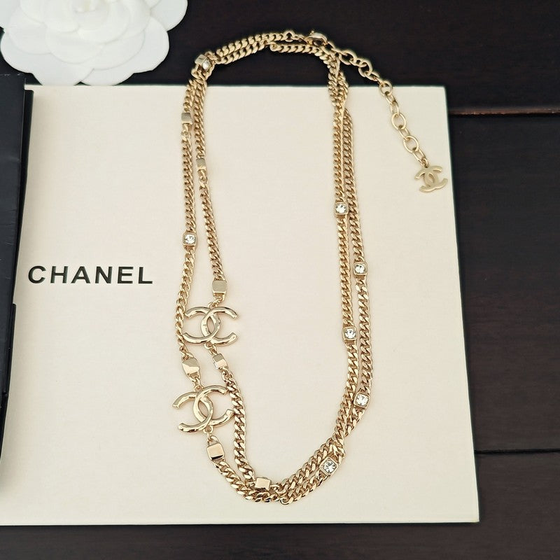 Chanel Crystal Long 18K Gold Necklace