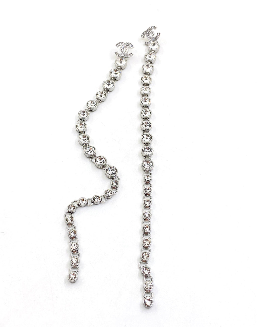 Chanel Long Crystals 18K Gold Earrings