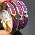 Hermes Olympe Purple 18K Gold Bracelet