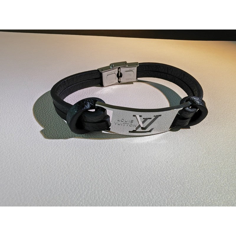 Louis Vuitton Leather 18K Gold Bracelet