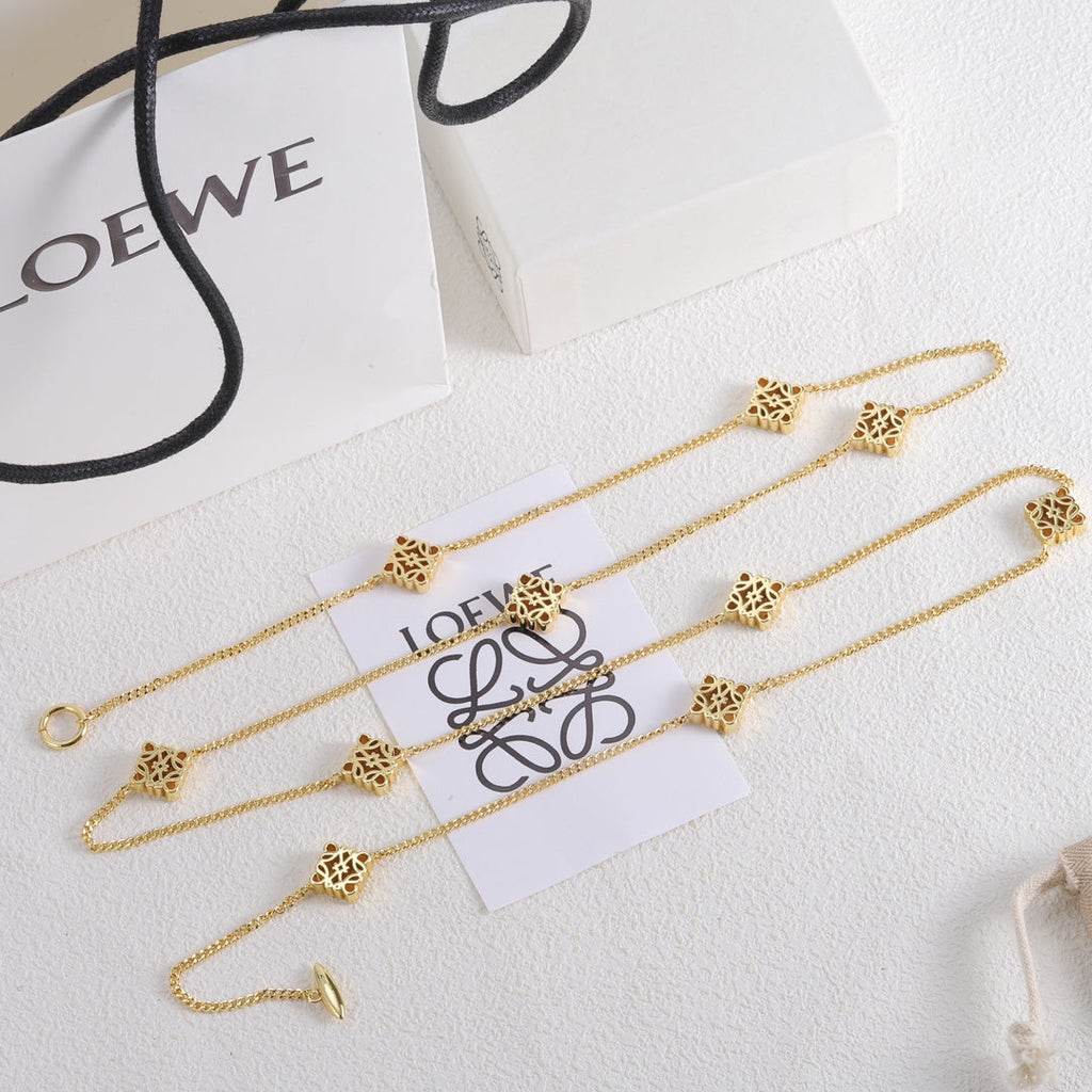 LOEWE Anagram Long 18K Gold Necklace