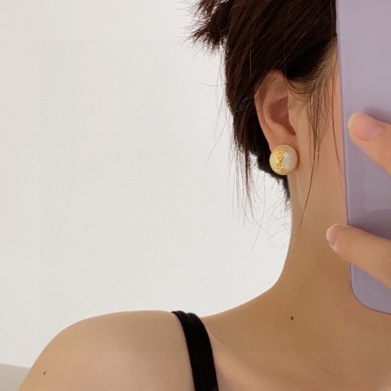 YSL White & Red 18K Gold Earrings