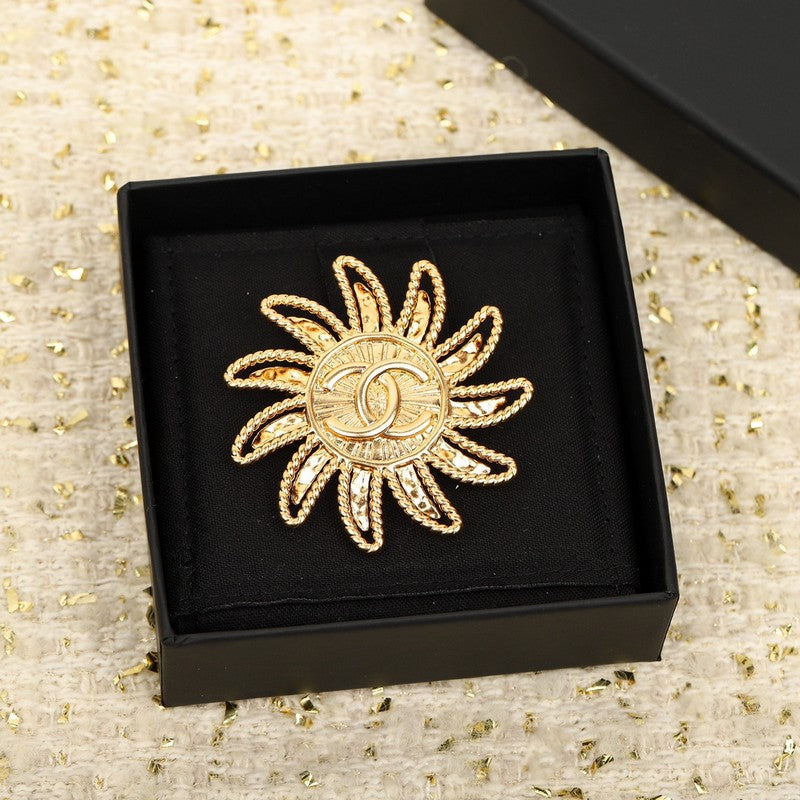 Chanel Sunflower 18K Gold Brooch