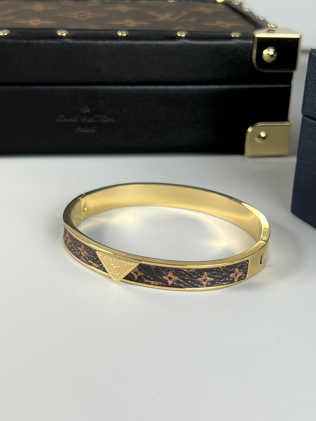 Louis Vuitton Vintage Leather 18K Gold Bracelet