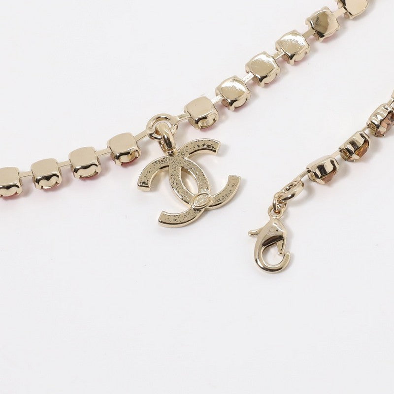 Chanel Pink Crystal 18K Gold Necklace
