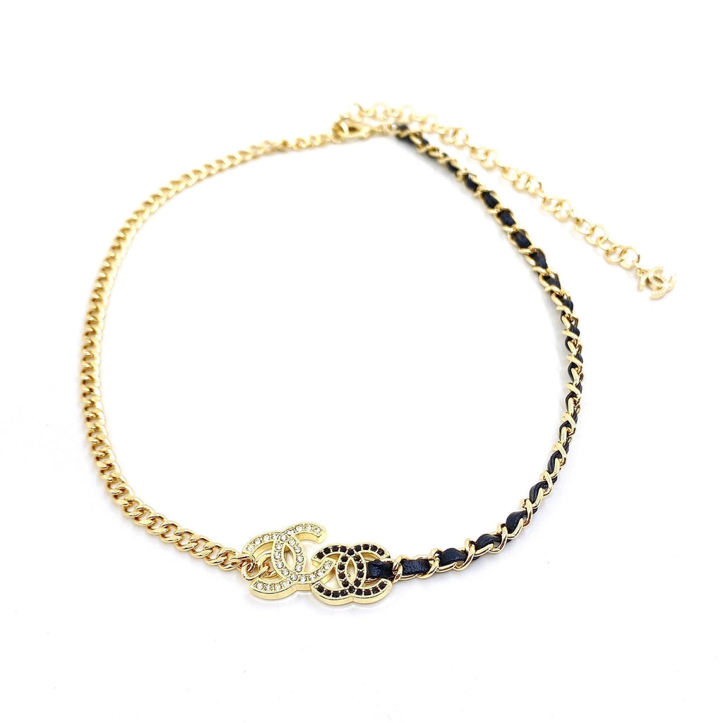 Chanel Black & White 18K Gold Necklace