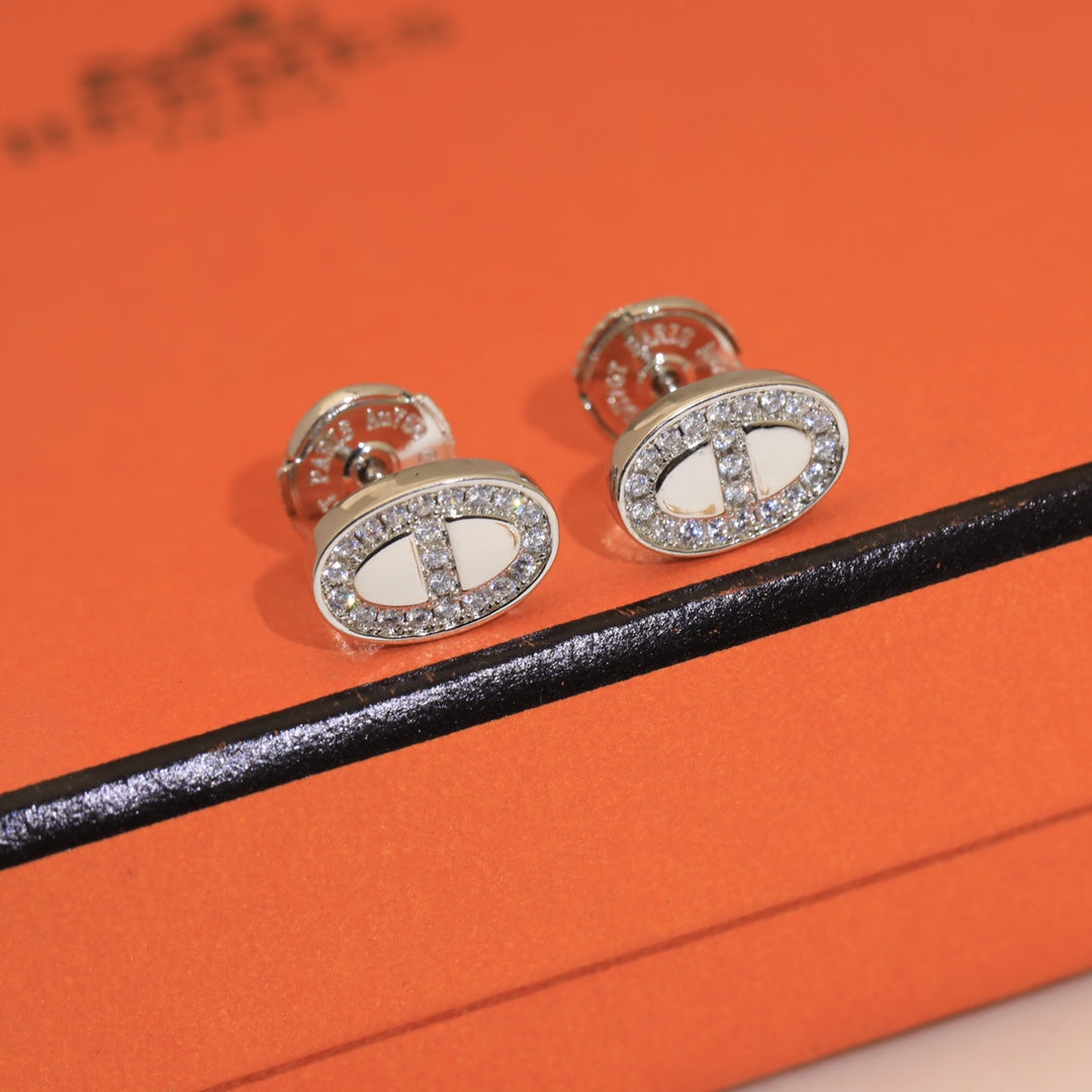 Hermes Mini Farandole Diamond 18K Gold Earrings