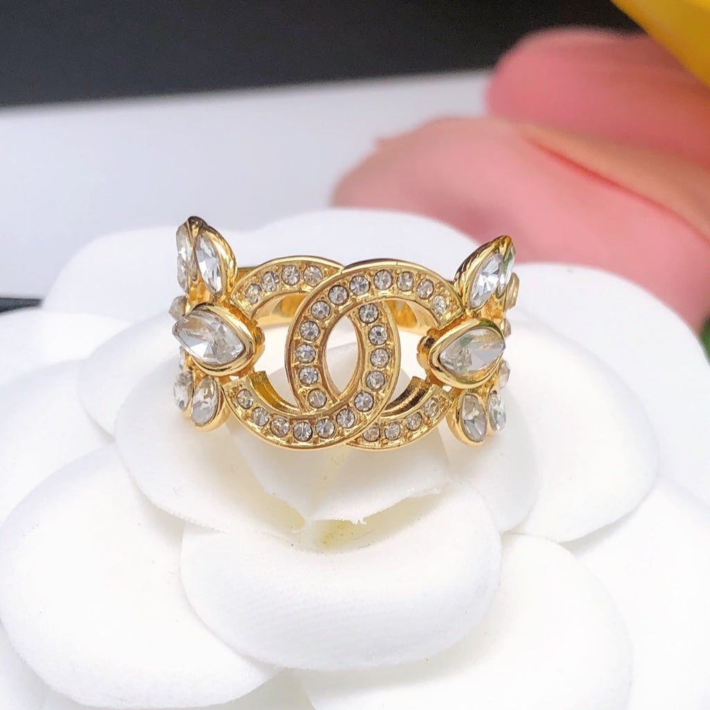 Chanel Flower Crystals 18K Gold Ring