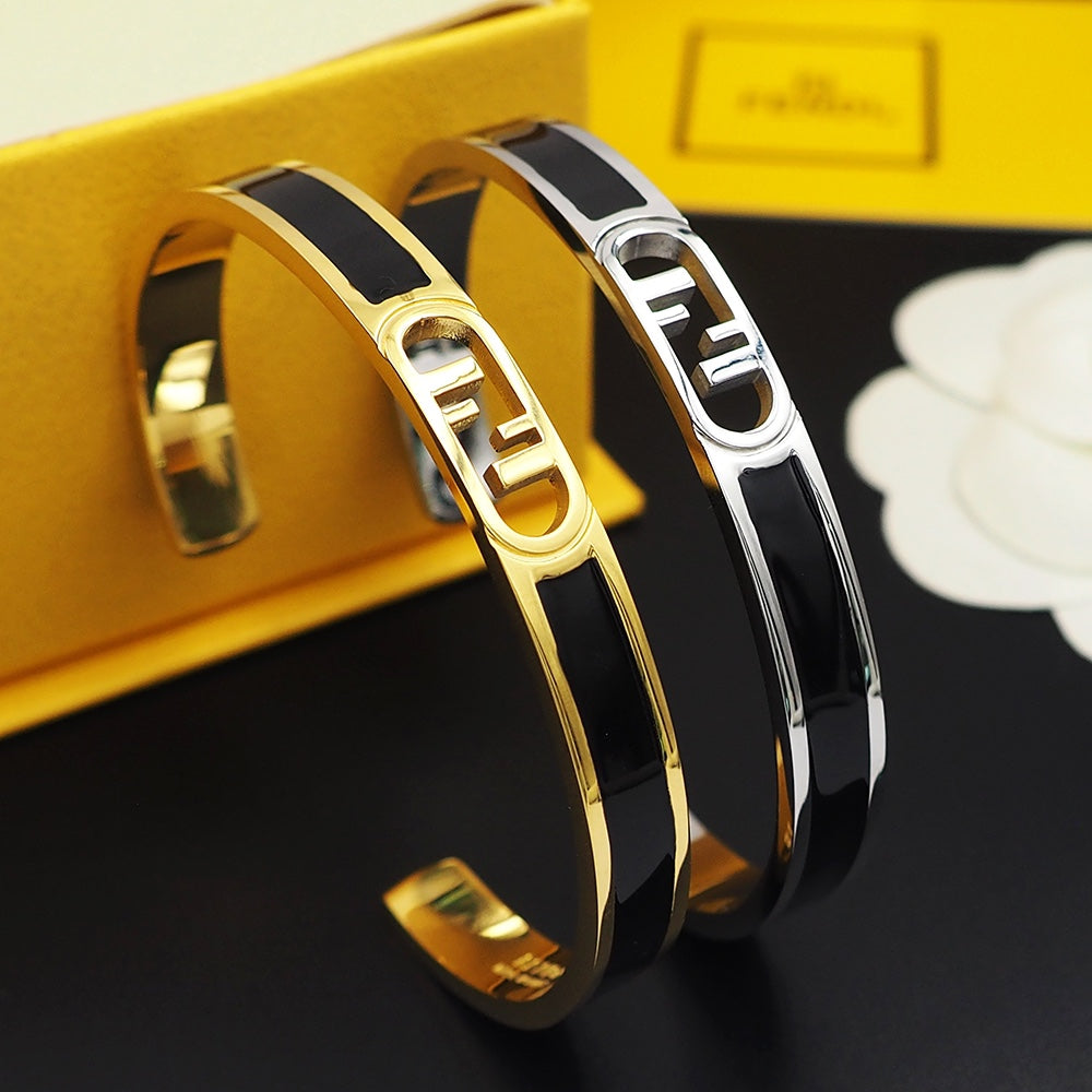 Fendi Open Cuff 18K Gold Bracelet