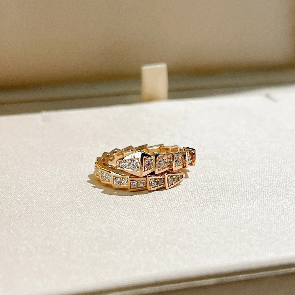 Bvlgari Serpenti Viper Pave Diamond 18K Gold Ring