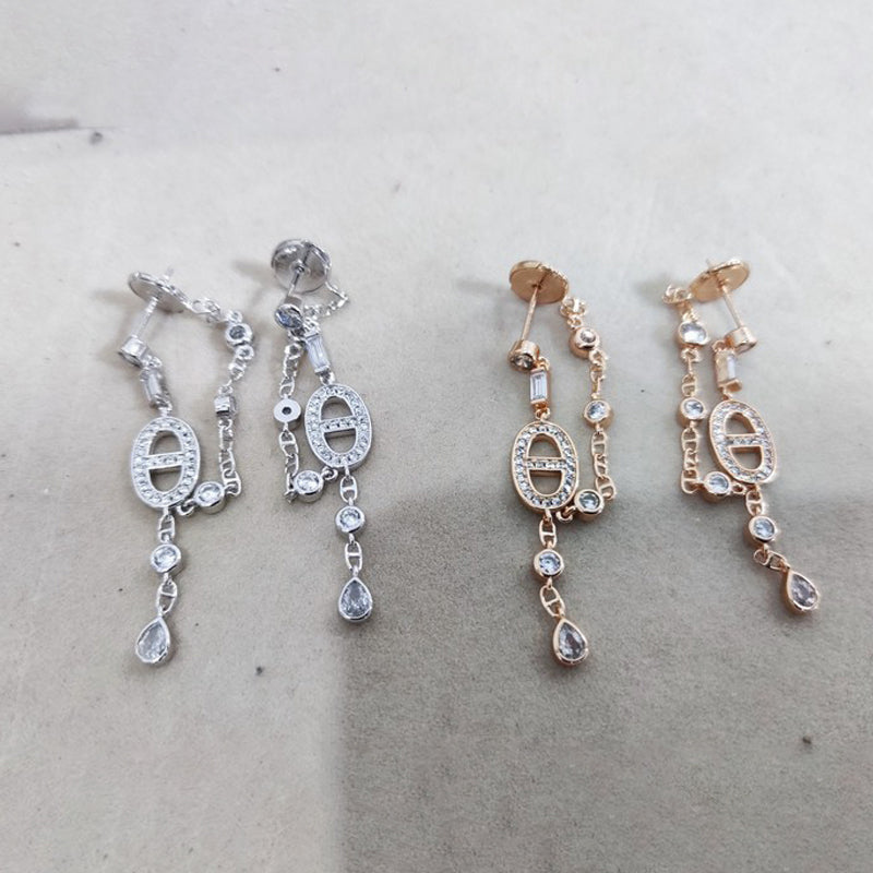 Hermes Chaine D'ancre Chaos Diamond 18K Gold Earrings