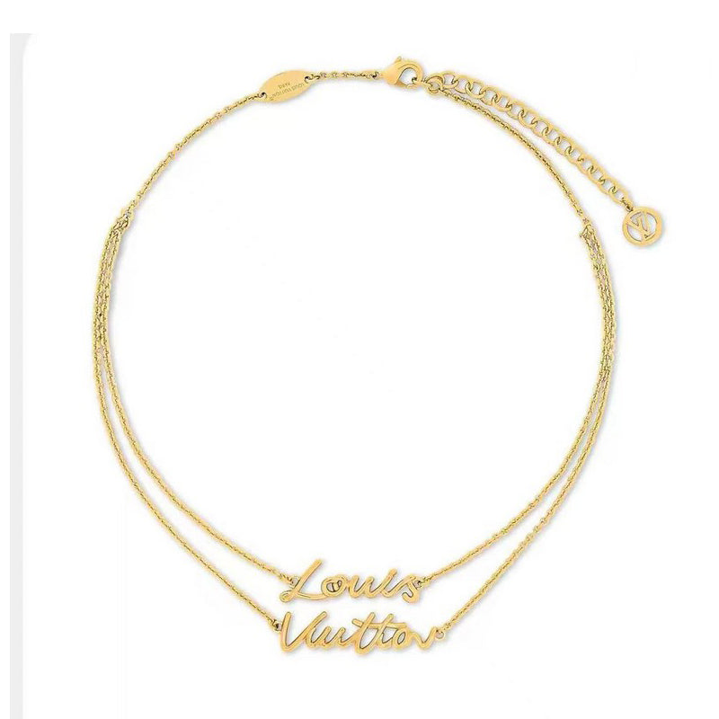 Louis Vuitton Script 18K Gold Necklace