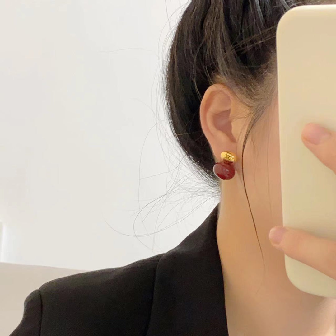 Celine Red 18K Gold Earrings