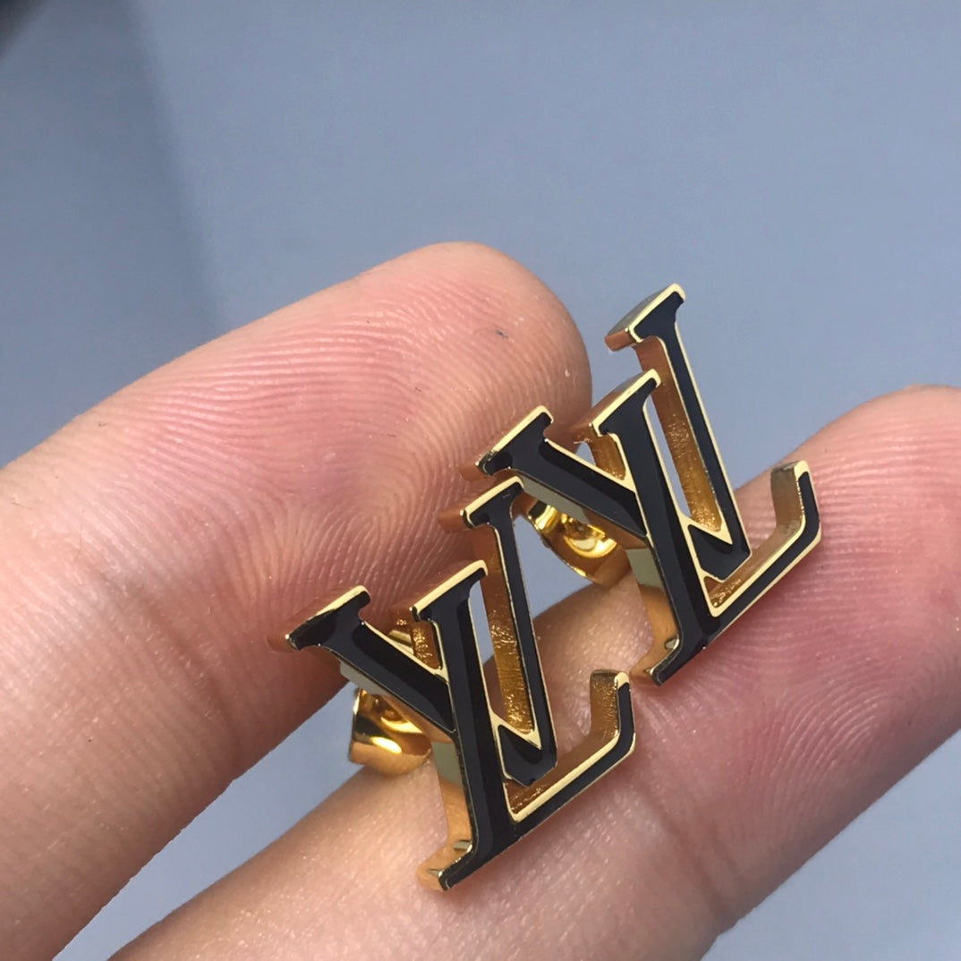 Louis Vuitton Iconic Black 18K Gold Earrings