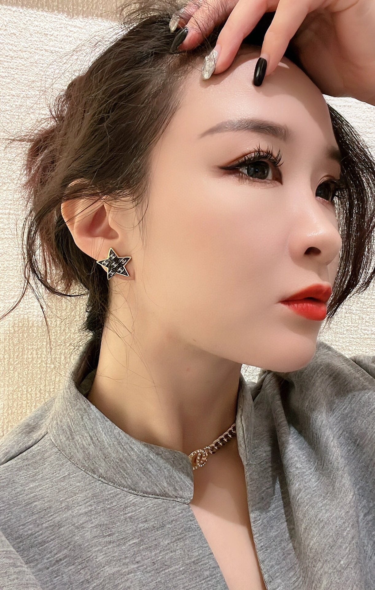 Chanel Star 18K Gold Earrings