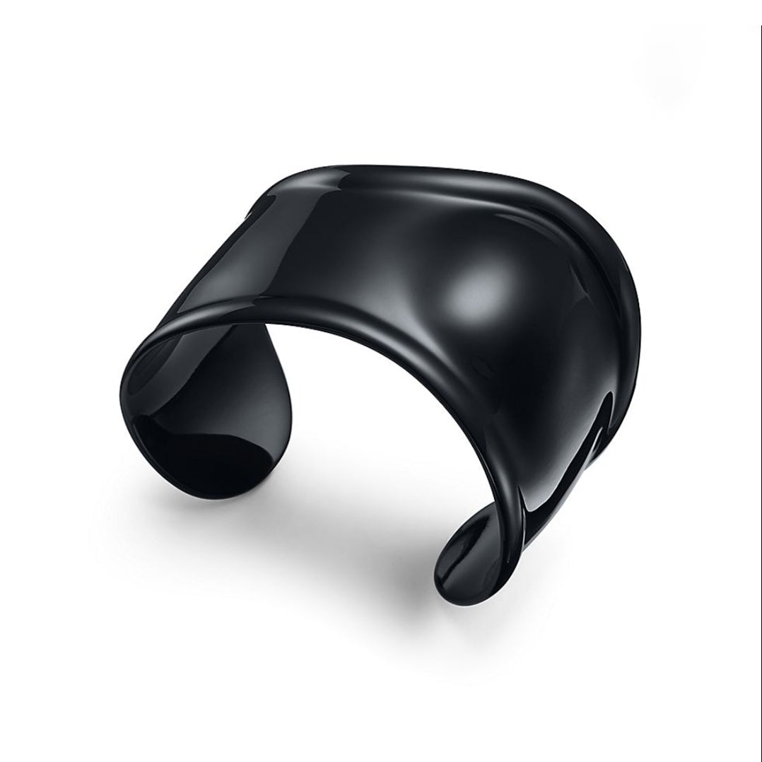 Tiffany Elsa Peretti Small Bone Cuff Black 18K Gold Bracelet
