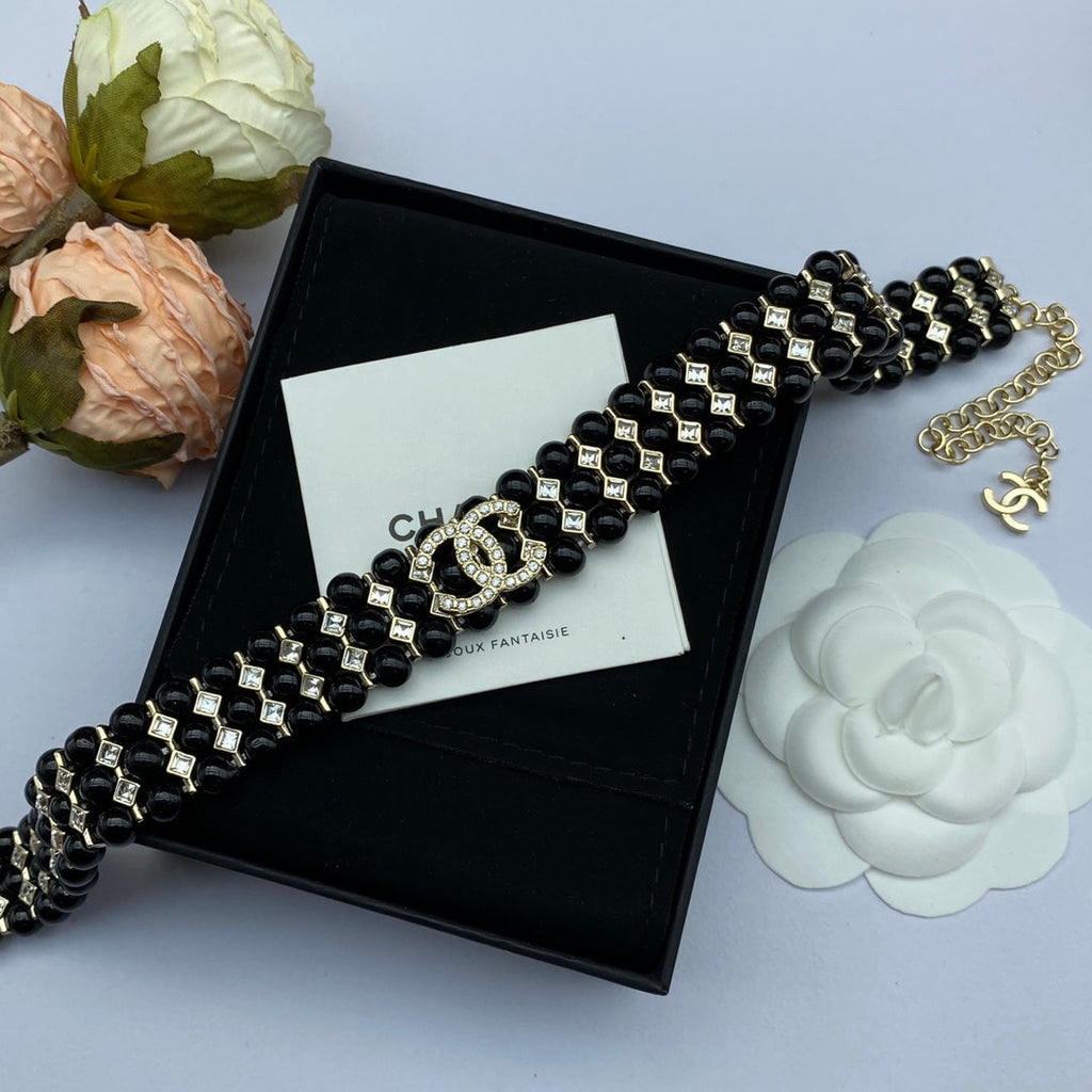 Chanel Strass Choker 18K Gold Necklace