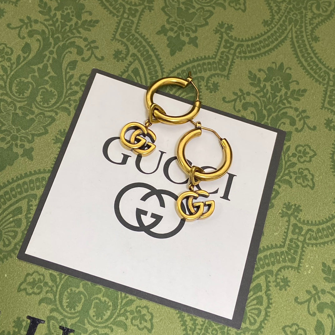 Gucci Double Hollow 18K Gold Earrings