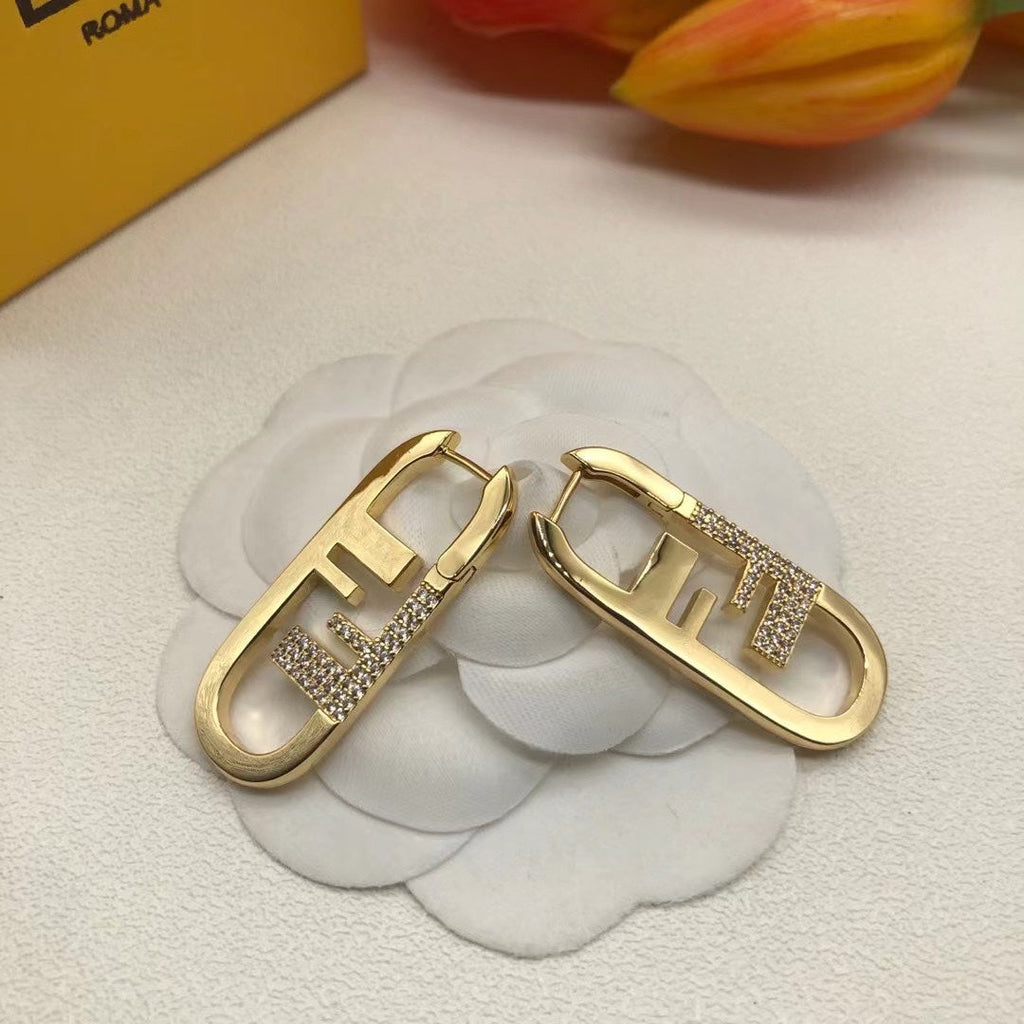 Fendi OLock Diamonds 18K Gold Earrings