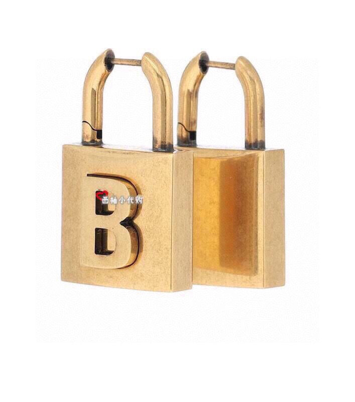 Balenciaga Gold Small Lock 18K Gold Earrings
