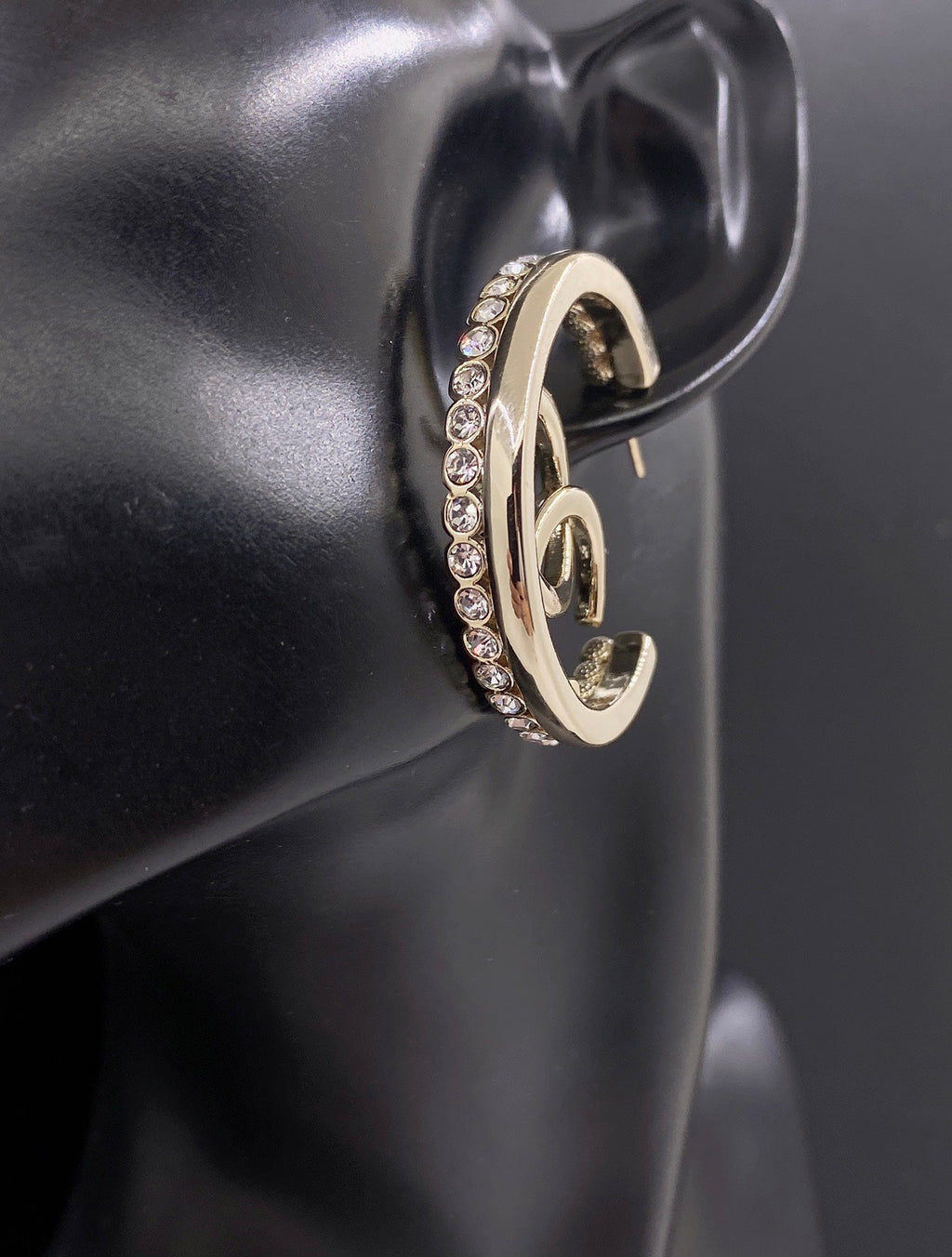 Chanel Circle Crystals 18K Gold Earrings