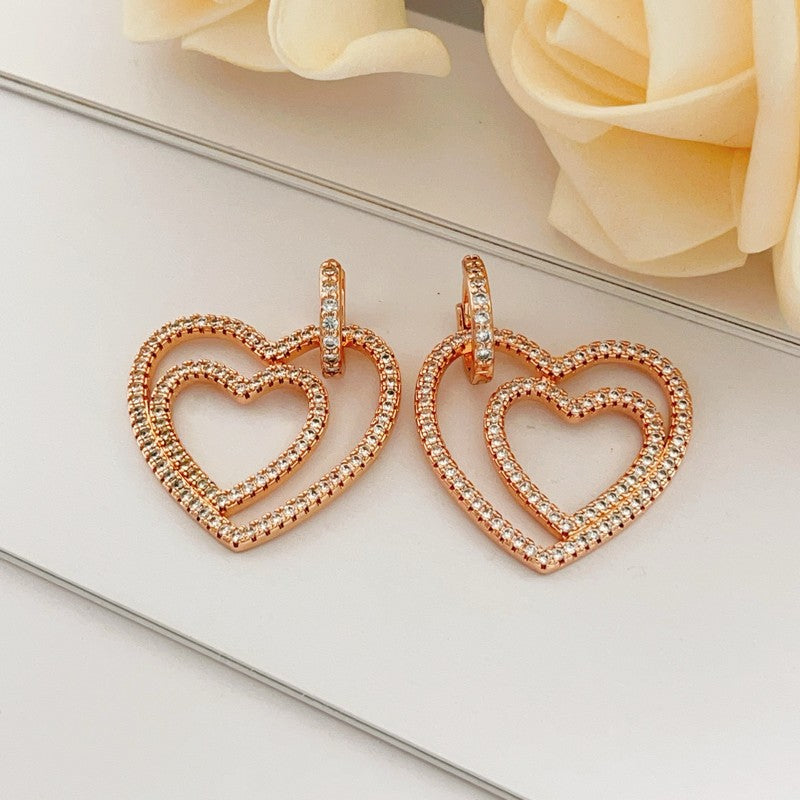 Tiffany Heart Diamond 18K Gold Earrings