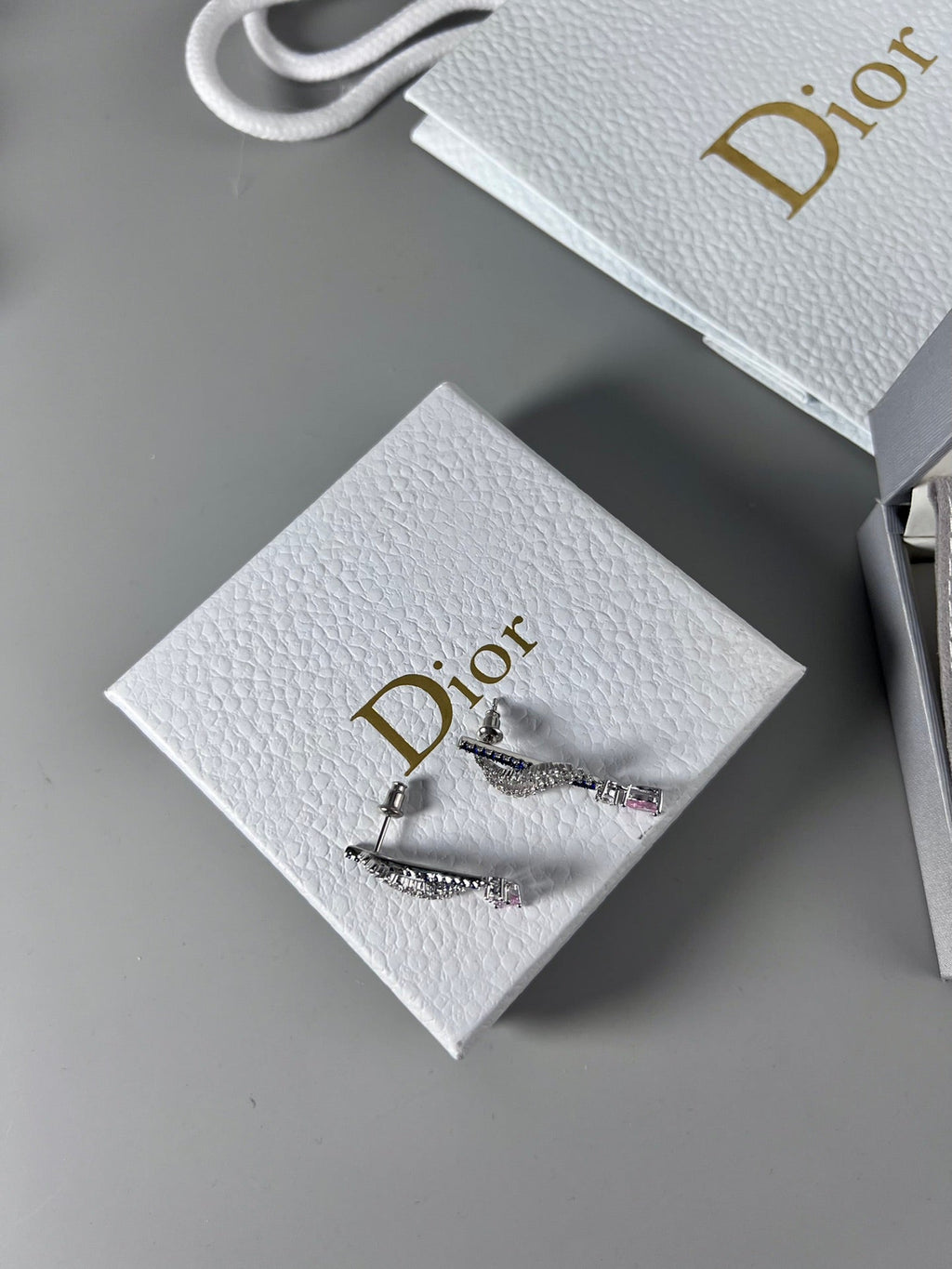 Dior Vintage Purple Crystal 18K Gold Earrings