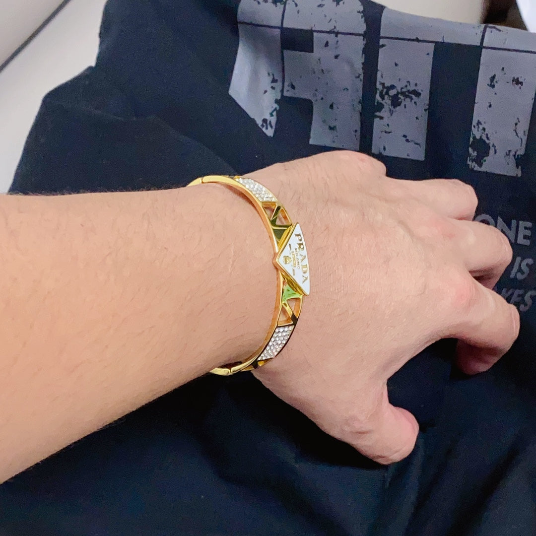 Prada Triangle Diamond 18K Gold Bracelet