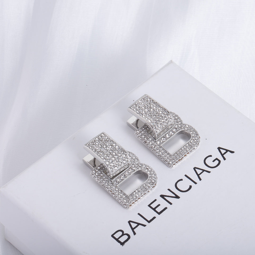 Balenciaga Hourglass Diamond 18K Gold Earrings