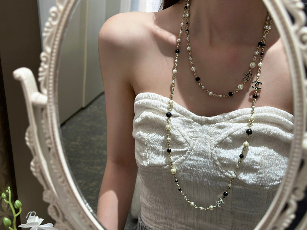 Chanel 24S Long Pearls 18K Gold Necklace
