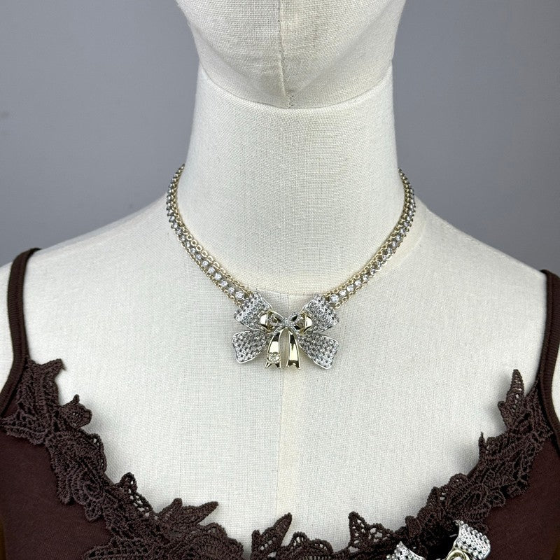 Chanel 25K Bow Tie Choker 18K Gold Necklace