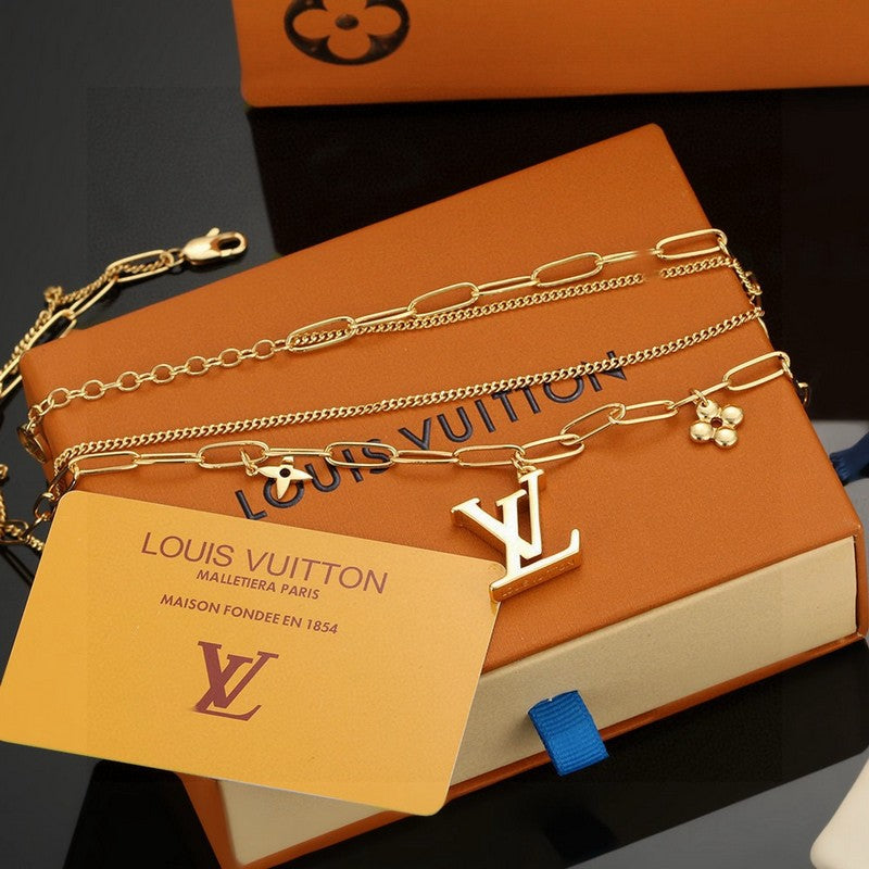 Louis Vuitton Pink Crystal 18K Gold Necklace