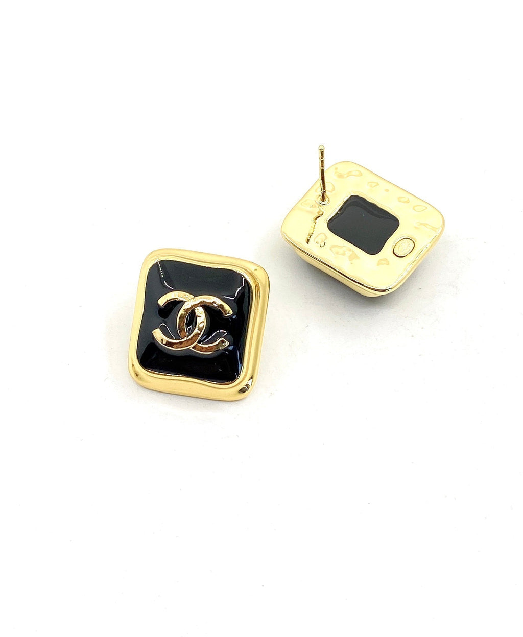 Chanel Square 18K Gold Earrings