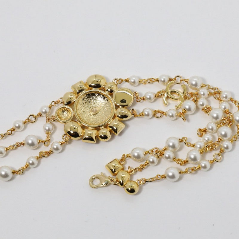Chanel Color Crystal Pearls Choker 18K Gold Necklace