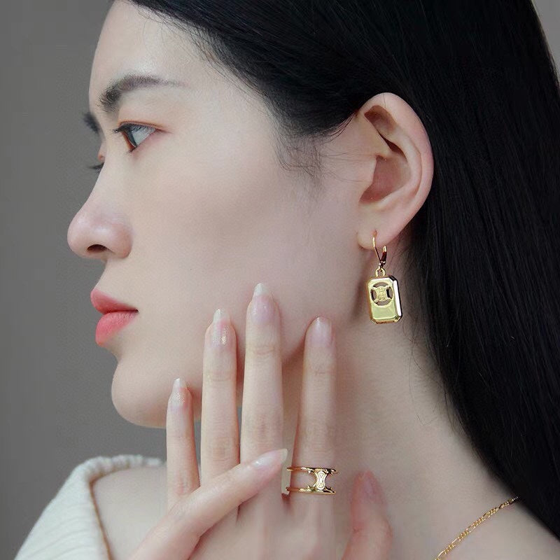 Celine Square Hoops 18K Gold Earrings