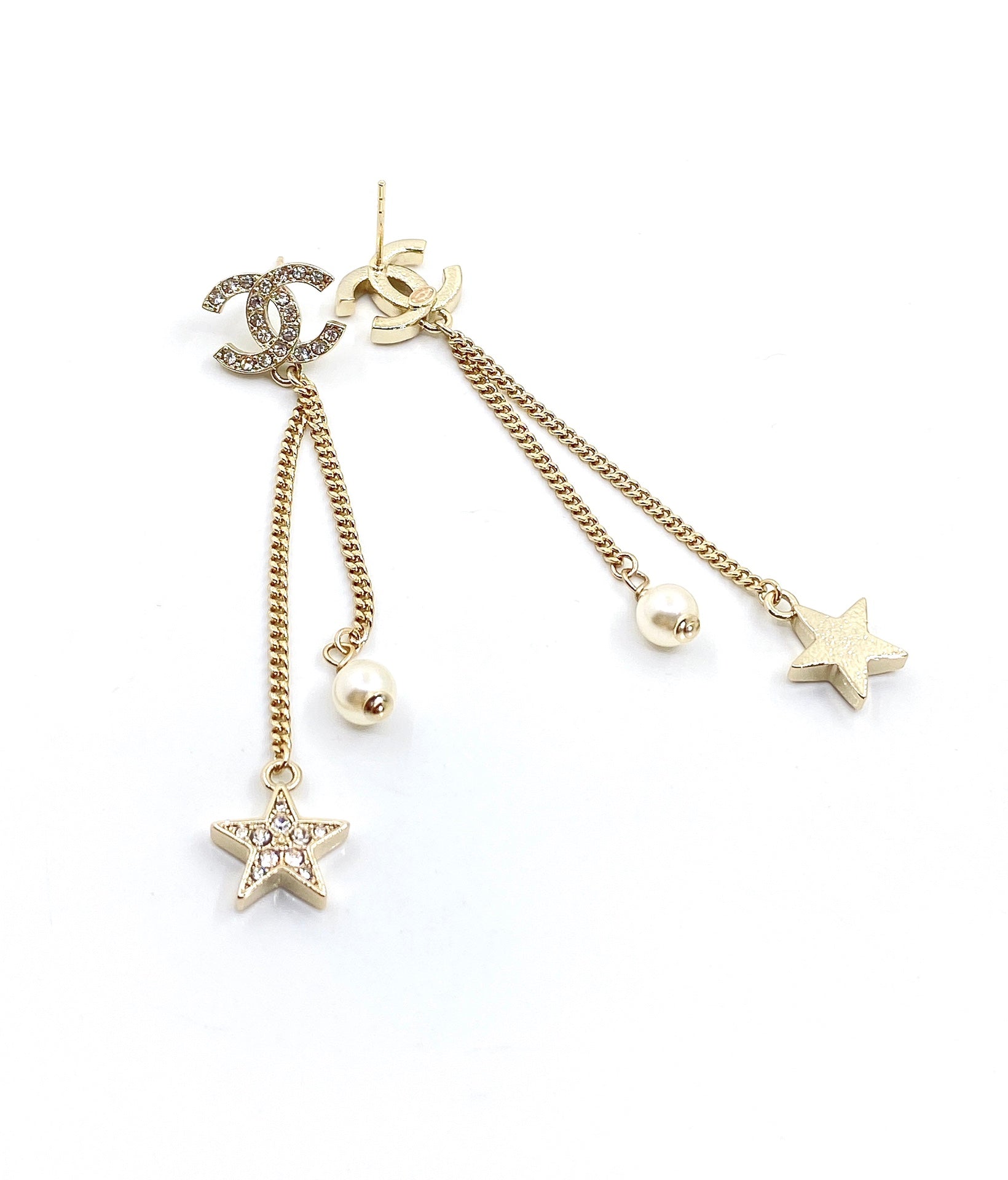 Chanel Pearl & Star 18K Gold Earrings
