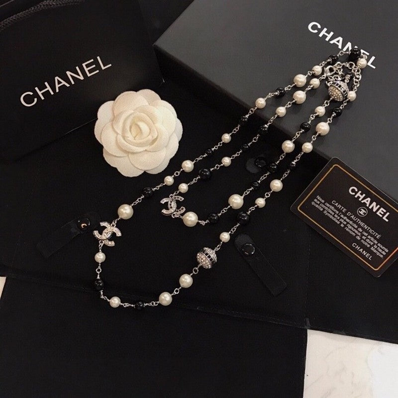 Chanel Long Black Pearl 18K Gold Necklace