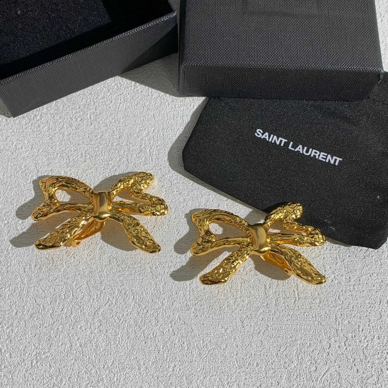 YSL 26C Butterfly Gold 18K Gold Earrings