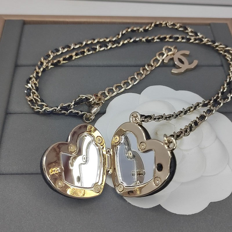 Chanel Black Heart Gold 18K Gold Necklace