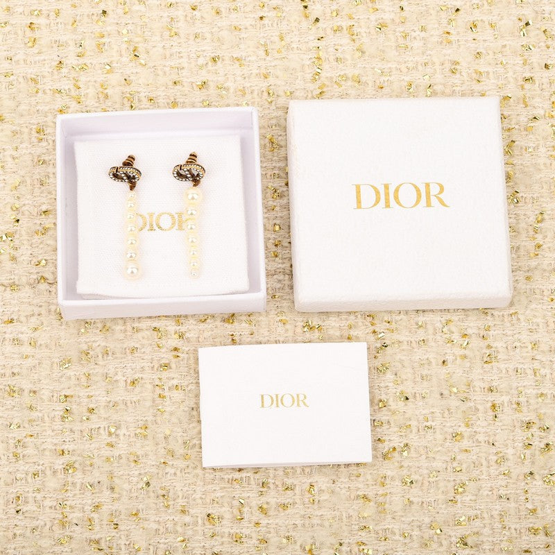 Dior Long Pearls 18K Gold Earrings