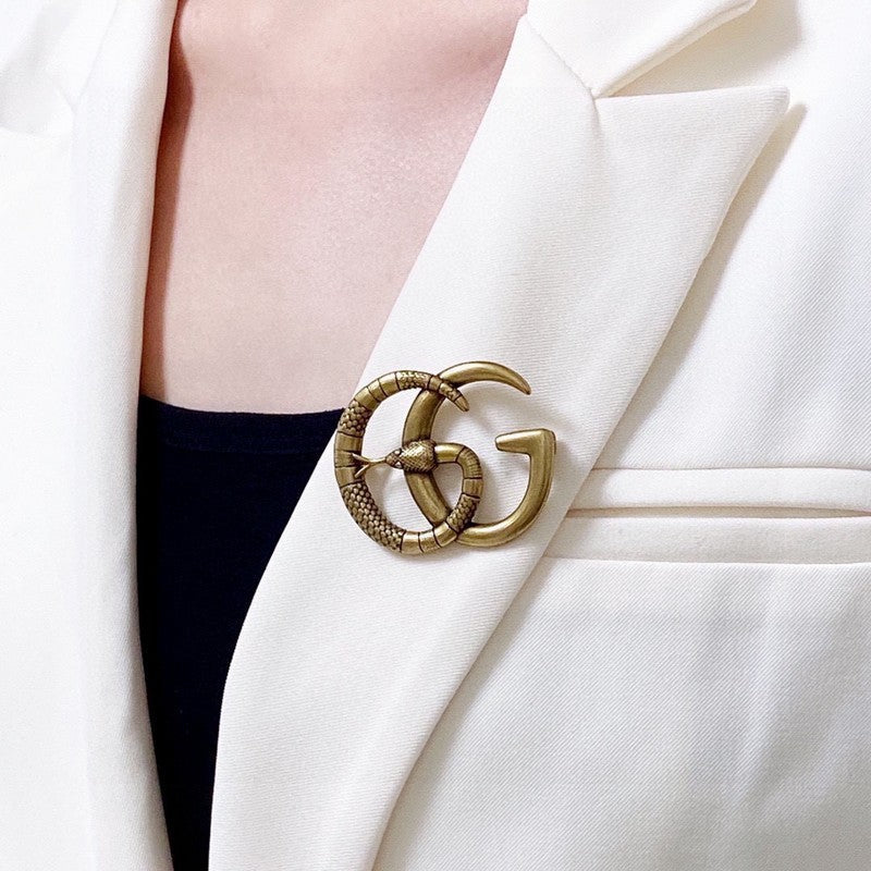 Gucci Double Snake 18K Gold Brooch