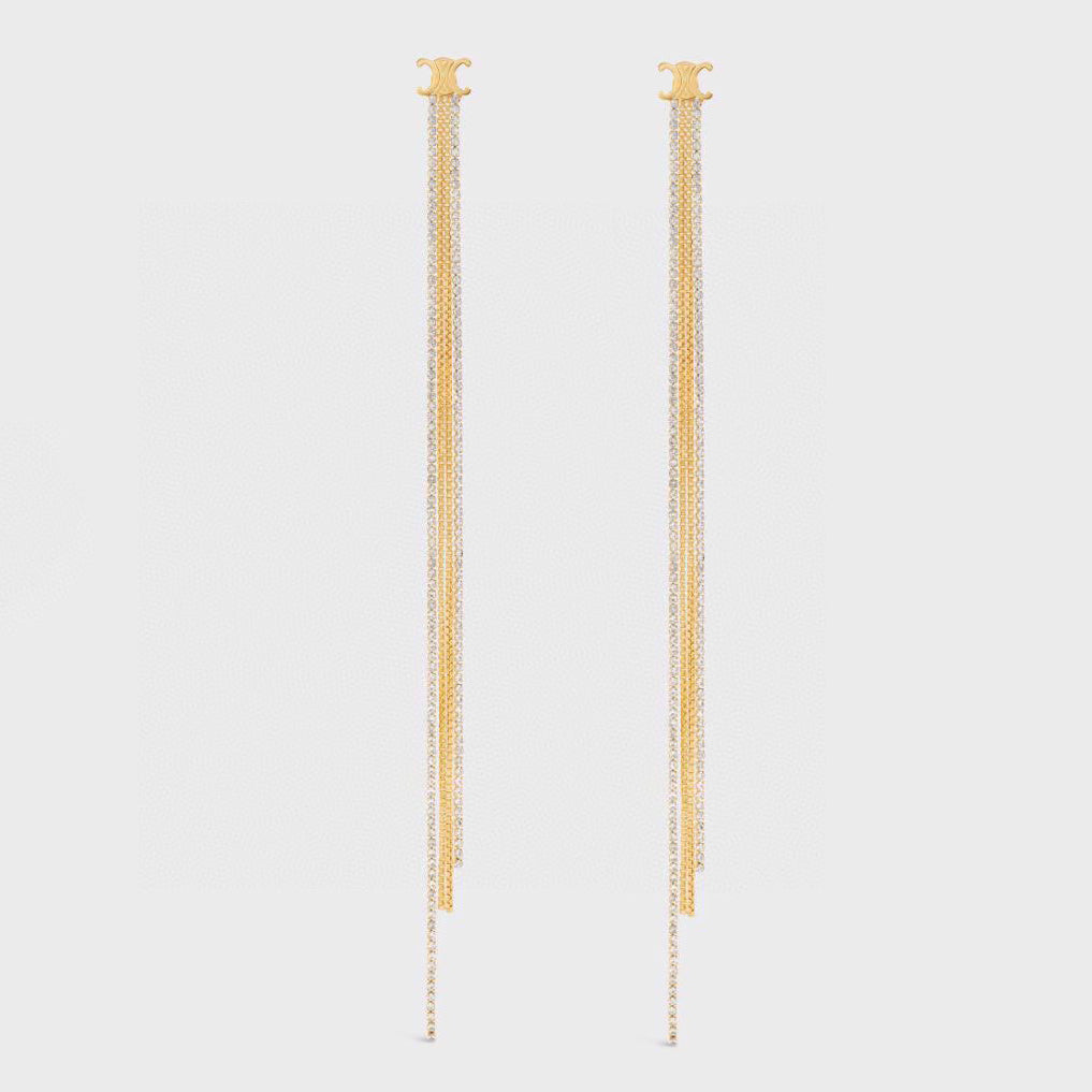 Celine Diamonds Long 18K Gold Earrings