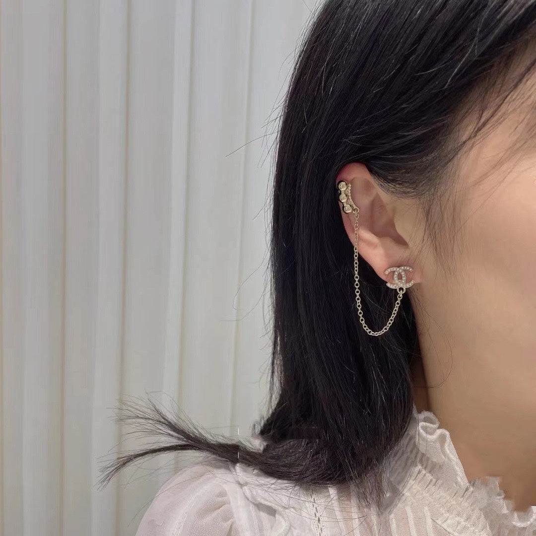 Chanel Chain 18K Gold Earrings