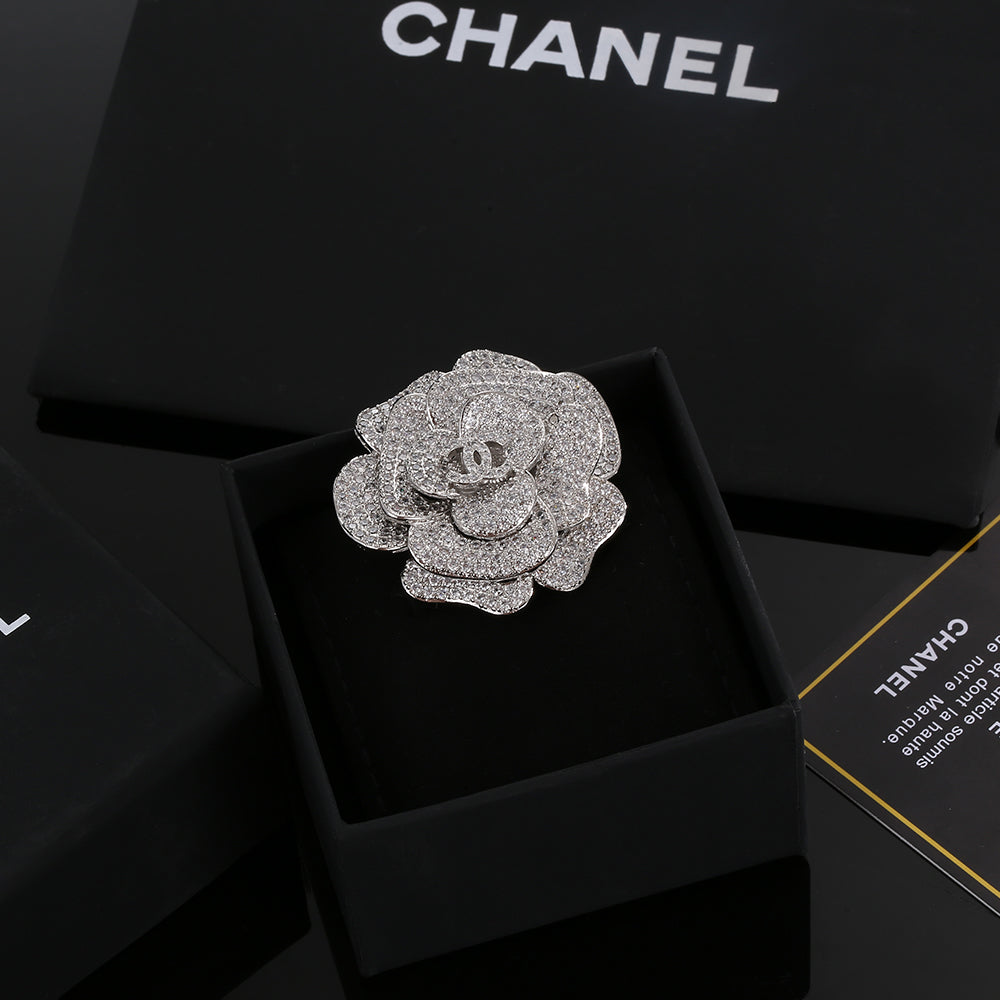Chanel Camellia Diamonds 18K Gold Brooch