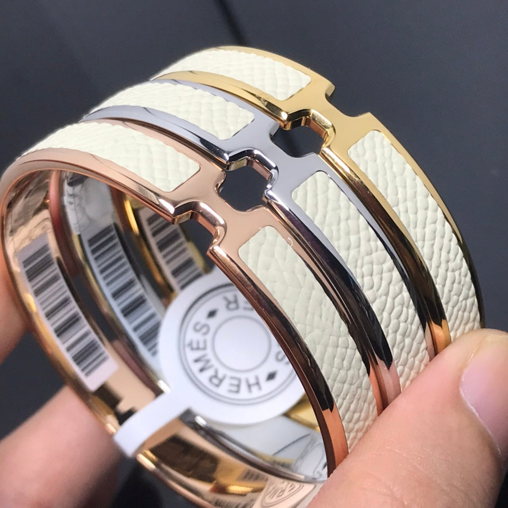 Hermes Olympe White 18K Gold Bracelet